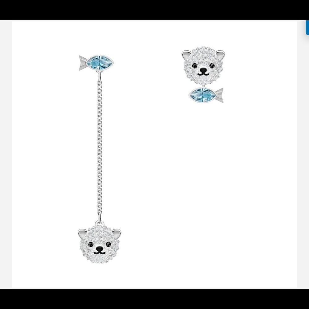 Swarovski asymmetrical polar bear earrings